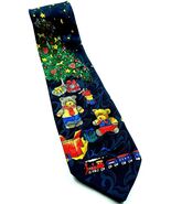 Christmas Tree Teddy Bears Trains Presents Starry Night Novelty Tie - $228.78 MXN