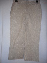 Size 6 cotton blend Beige White floral print Capri Cropped Pant - $178.37 MXN