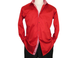 Men Shirt J.Valintin Turkey Usa Egyption Cotton Axxess Style 1514 Christmas Red - £44.03 GBP