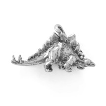 Large Stegosaurus Charm Pendant Antique Men&#39;s Neck Jewelry 14K White Gold Finish - £39.54 GBP