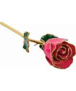 24k Gold Dipped Magenta Lacquer Real Rose Valentine&#39;s Day Holiday Gift - $121.00