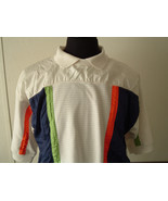 Vintage white with striped pattern ribbed waist short sleeve pullover  - $19.75