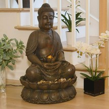 Buddha Water Fountain Indoor Outdoor Waterfall Home Decor Zen New - $278.88