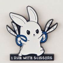 I Run With Scissors Bunny Rabbit Enamel Pin Jewelry