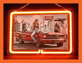 Sexy Girl Red Car Garage Hub Bar Display Advertising Neon Sign - £62.68 GBP
