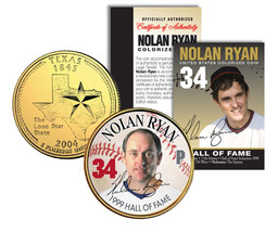 NOLAN RYAN * Hall of Fame * Legends Colorized Texas Quarter 24K Gold Pla... - £9.40 GBP