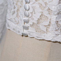 Ivory White Retro Style Lace Shirt Wedding Bridal Custom Plus Size Crop Lace Top image 6