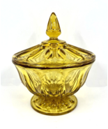 Vintage ANCHOR HOCKING Amber Glass FAIRFIELD 6&quot; Candy Compote Dish With Lid - $23.29 CAD
