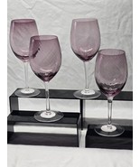 PIER 1 IMPORTS 9.25&quot; Balloon Wine Glass Amethyst Ribbed Swirl - UNUSED S... - $40.70 CAD