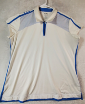 adidas Clima Cool Polo Shirt Women Size XL White Short Sleeve Logo Slit Collared - £10.91 GBP