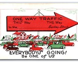 Comic One Way Traffic Jam to Sunday School Be One of Us UNP Chrome Postc... - $2.96