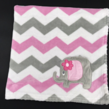 Baby Essentials Blanket Elephant Chevron Single Layer Pink Gray - £14.97 GBP