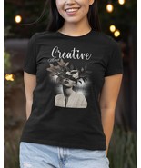 Minimalist T-shirt for women, Creative Mind Design, elegant colors, floral - $25.15+