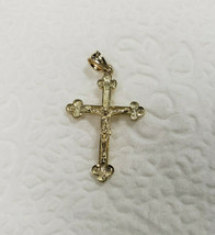 New 14k Gold Jesus on Skinny Cross Charm Pendant - £104.25 GBP