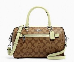 New Coach 83607 Rowan Satchel Signature Coated Canvas Khaki / Pale Lime - $142.41