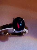 Natural Black Opal Ring Silver 925 Sterling Size 6.5 - £192.10 GBP
