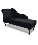 Cheshire Handmade Tufted Black Velvet Chaise Lounge Bedroom Accent Chest... - $526.56 CAD