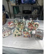 Mini Christmas Village Set 11Pieces Under 5&quot; For Candles Or Small Lights - $940.41 MXN