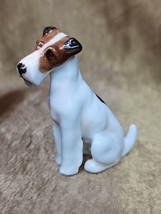Vintage Royal Doulton Fox Terrier Seated K8 2.5&quot; H White Black Brown 1931-1977 A - $122.74