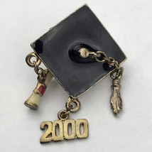 Class Of 2000 Graduation Pin Cap Diploma Gold Tone Enamel - £7.95 GBP