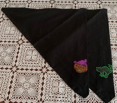 2 Halloween Pumpkin Black Cat Design Dog Bandanas MEDIUM LARGE Tie On Br... - £8.36 GBP