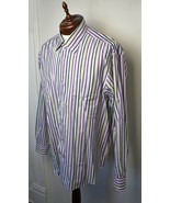 Robert Talbott Carmel Purple Green White Striped Long Sleeve Shirt - Men... - $38.91 CAD