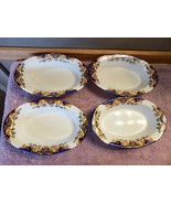 4 Melamine Oval Bowls Purple Gold Flourishes Flowers Floral Mahan by Par... - £20.56 GBP