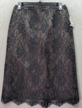 New York &amp; Company A Line Skirt Women Size 2 Black Lace Floral Lined Bac... - $27.71