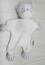 Under the Nile organic cotton white gray paws plush cat kitten lovey flat body - £11.70 GBP