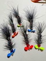 2022 //Multi-Black Woolly Bugger Spinner Fly, Size 6, Sold Per 9, New Blue Prop - £9.37 GBP