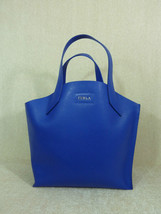 NWT FURLA Ocean Blue Saffiano Leather Small Jucca Stitch Tote Bag - £198.24 GBP