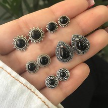 Modyle 5 Pairs/Set Big Stone Stud Earrings for Women Wedding Party Boucle D'orei - £10.29 GBP