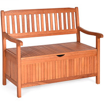 Costway 42&quot; Storage Bench Deck Box Solid Wood Seat Container Tools Toys w/Flip - £185.86 GBP