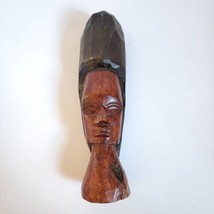 Vintage Hand Carved Wooden Head Sculpture Vintage Folk Art Wooden Bust 1... - $18.69