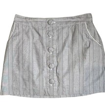Banana Republic Mini Skirt Faux Button Front Gray Striped Pockets Women ... - £14.20 GBP