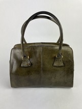 Perry Ellis Portfolio Designer Olive Leather Purse Handbag - £19.97 GBP