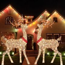 Lighted Christmas Deer Sleigh Outdoor Yard Decor Holiday Decoration - $35.63