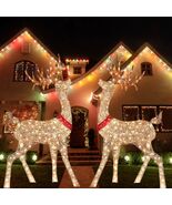 Lighted Christmas Deer Sleigh Outdoor Yard Decor Holiday Decoration - $659.44 MXN