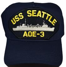 USS SEATTLE AOE-3 Hat - NAVY BLUE - Veteran Owned Business - $22.98