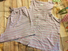 Women&#39;s Rugger striped shorts tank pajamas 100% cotton XXL New - $14.95