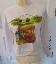 Star Wars White Grogu Baby Yoda Long Sleeve Crewneck Sweatshirt L (11/13) - £14.69 GBP