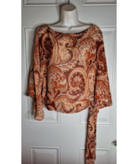 New York & Co Butterfly Sleeve Paisley Side Tie Crop Top Blouse Size XS - €10,60 EUR New York & Co Butterfly Sleeve Paisley Side Tie Crop Top Blouse Size XS - €10,60 EUR