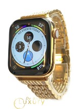 24K Gold Plated 45MM Apple Watch SERIES 7 Diamond Rhinestones Band GPS LTE O2 - £1,220.15 GBP