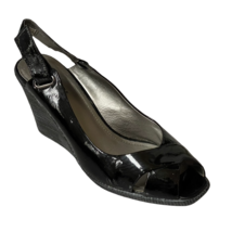 Kenneth Cole Reaction Shoes Wedges Black Patent Open-Toe Women&#39;s Size 8.5 M - £14.11 GBP