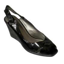 KENNETH COLE REACTION Shoes Wedges Black Patent Open-Toe Women&#39;s Size 8.5 M - £14.38 GBP