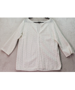 Talbots Cover Up Women Small White Eyelet Lace Cotton Long Sleeve Pintuc... - $25.89