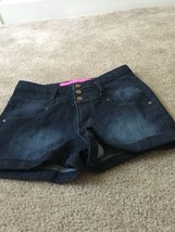 Tinseltown Women&#39;s Juniors Blue Jean Mini Shorts HighRise Dark Wash Size 1 - $29.40