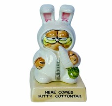 Garfield figurine vtg Here comes Kitty Cottontail Easter bunny rabbit enesco &#39;82 - £23.83 GBP