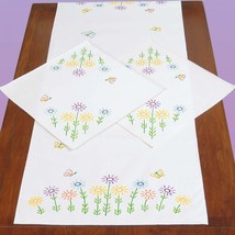 Jack Dempsey Needle Art Field Of Flowers Scarf And Doily Set - $337.31 MXN