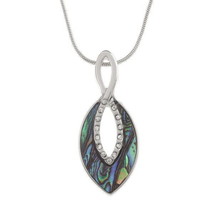 Tide Jewellery inlaid Paua shell oval twist pendant with inset glass stones  Box - £19.63 GBP